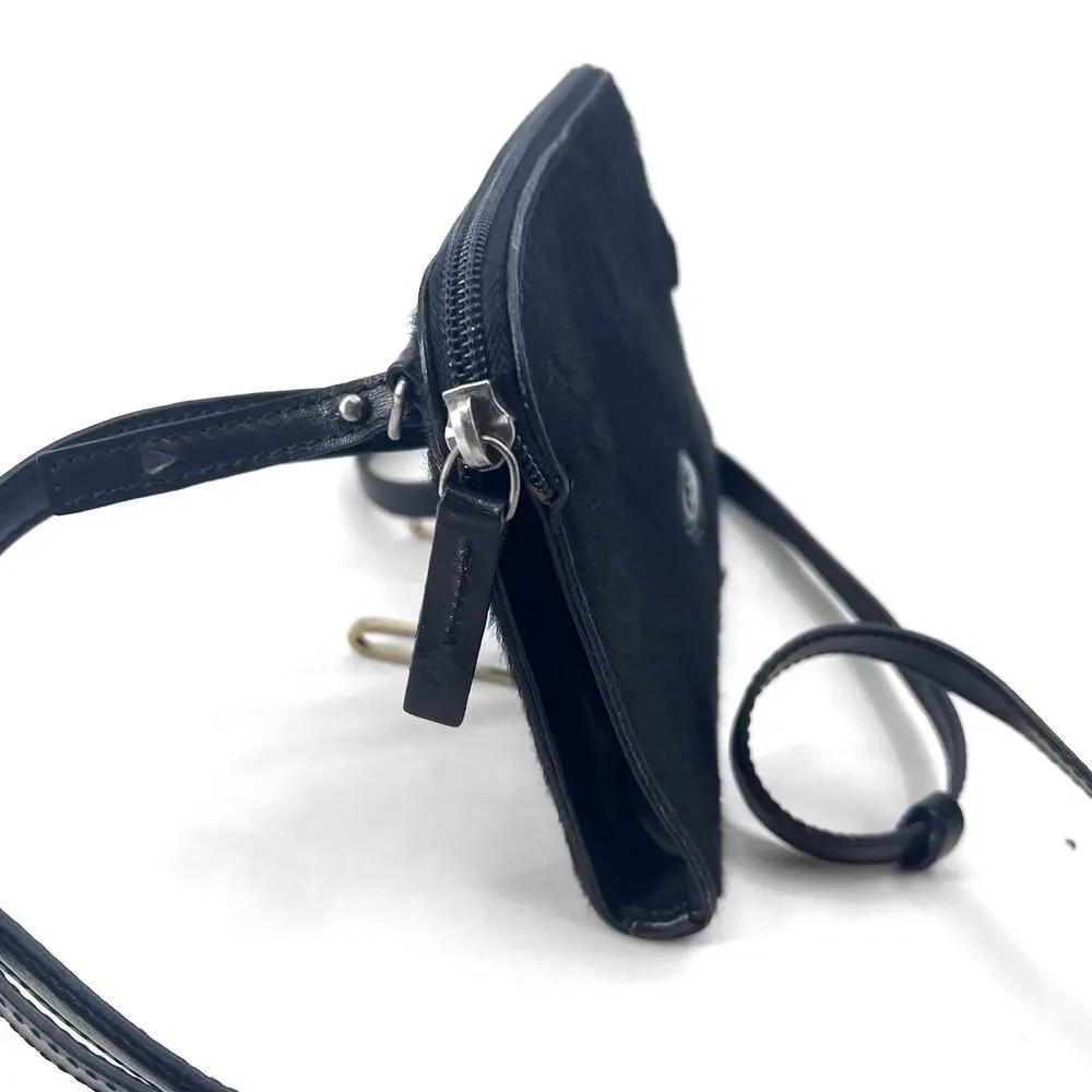 Vintage The Bridge Black Leather & Cowhide Small Crossbody Handbag Purse - RARE!